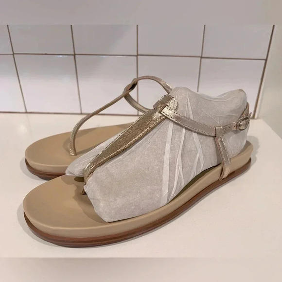 Sam Edelman Gold Naomi Wedge Toe Sandal with Ankle Strap Size 8.5 NWOT - Picture 2 of 7